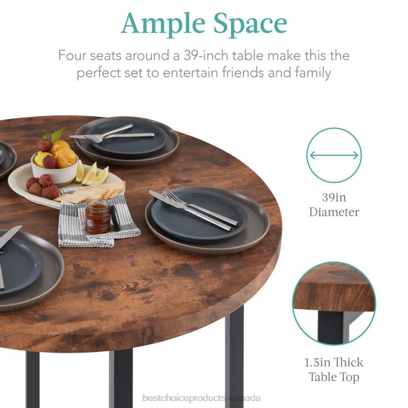 4LT2688 Brown Best Choice Products 5-Piece Modern Round Counter Height Dining Set w/ 4 Chairs