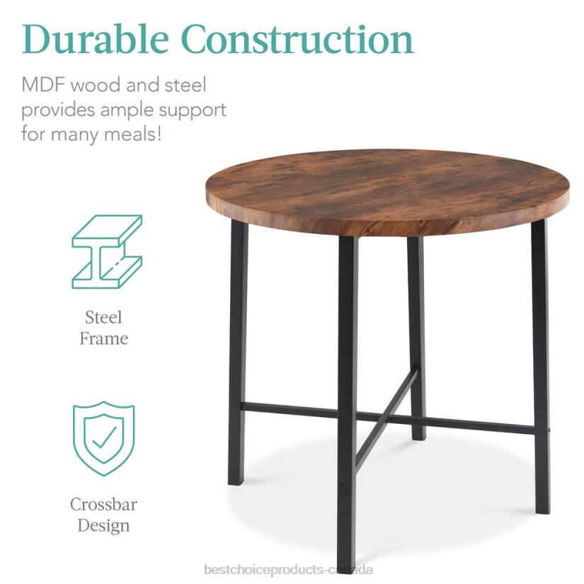 4LT2688 Brown Best Choice Products 5-Piece Modern Round Counter Height Dining Set w/ 4 Chairs