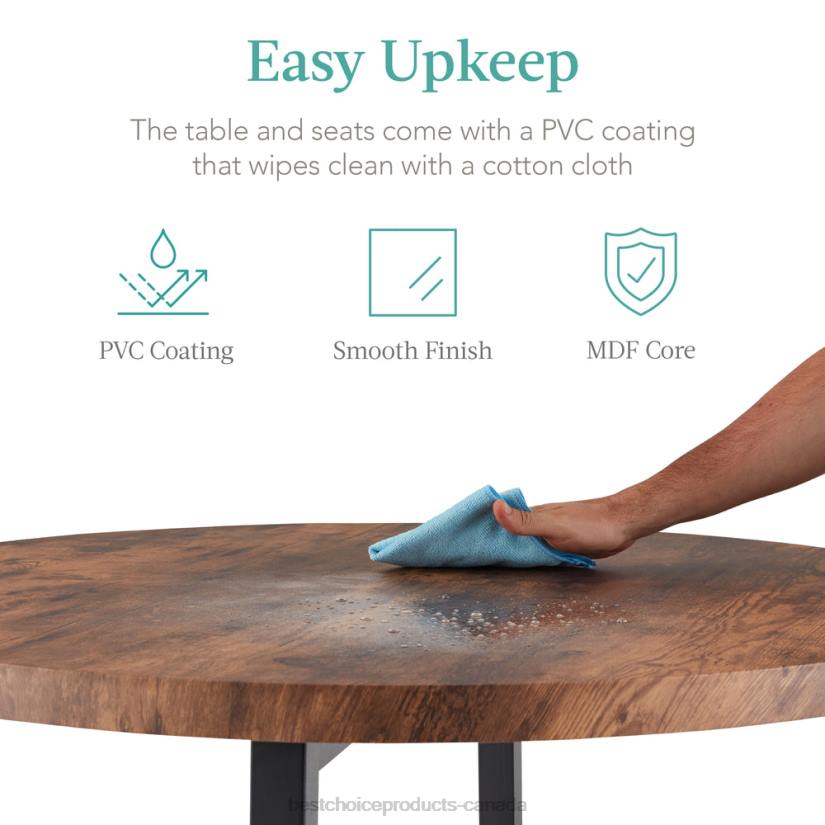 4LT2688 Brown Best Choice Products 5-Piece Modern Round Counter Height Dining Set w/ 4 Chairs