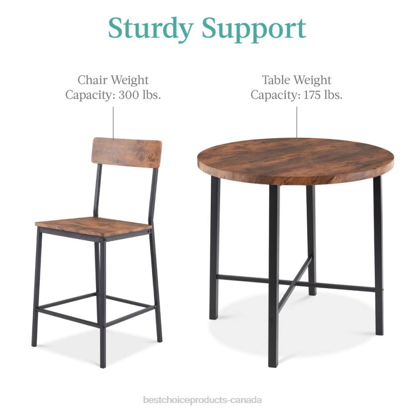 4LT2688 Brown Best Choice Products 5-Piece Modern Round Counter Height Dining Set w/ 4 Chairs