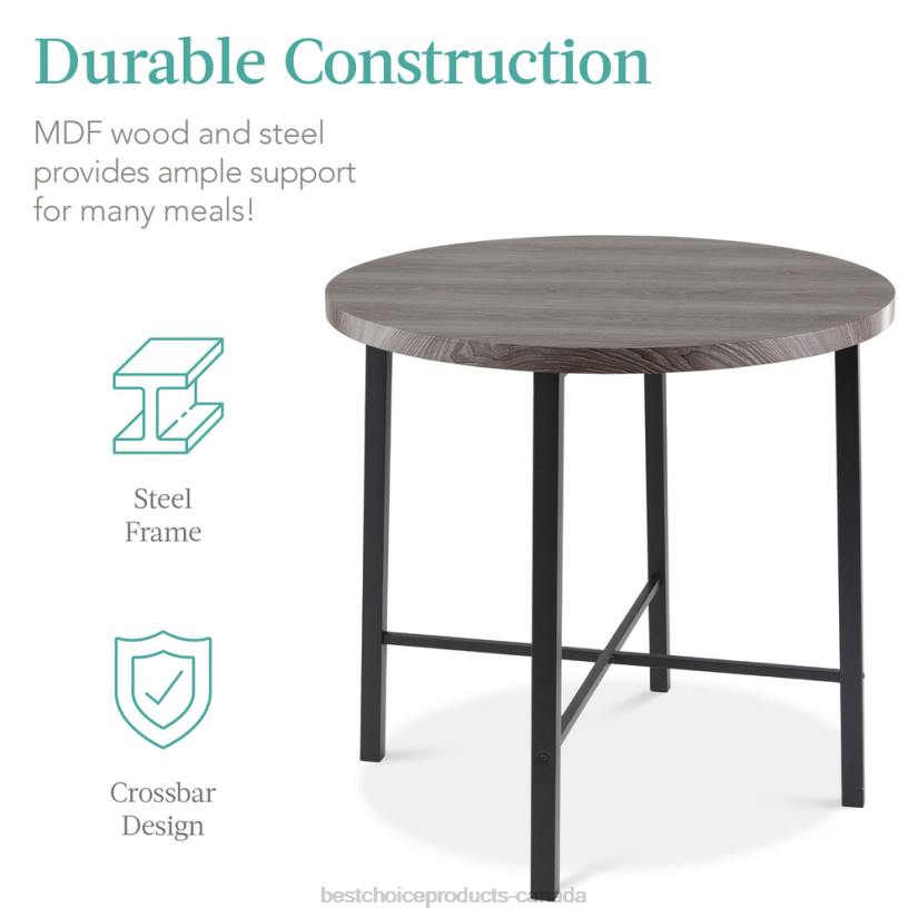 4LT2689 Gray Best Choice Products 5-Piece Modern Round Counter Height Dining Set w/ 4 Chairs