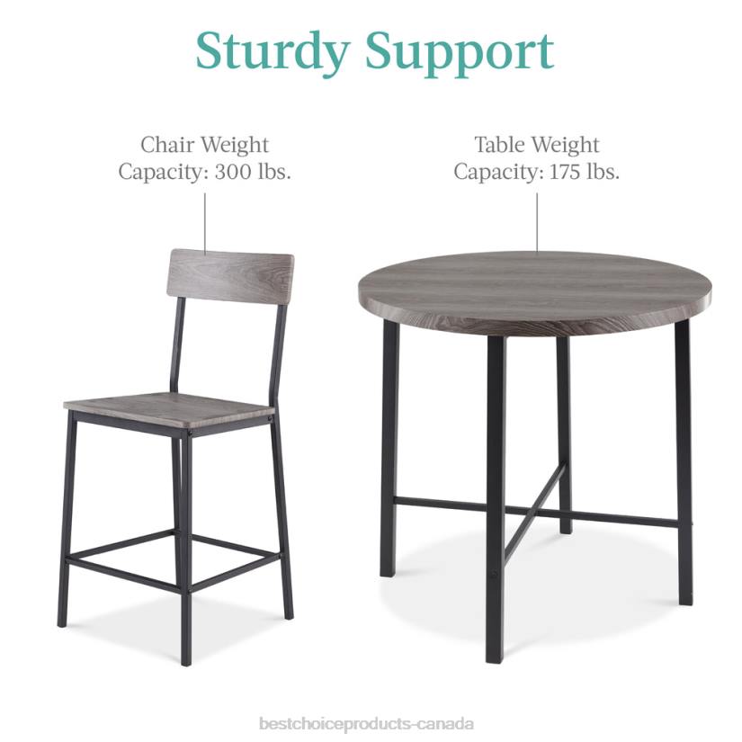 4LT2689 Gray Best Choice Products 5-Piece Modern Round Counter Height Dining Set w/ 4 Chairs