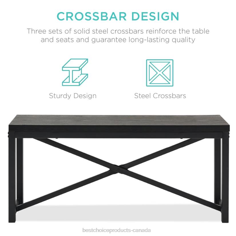 4LT2720 Black Best Choice Products 3-Piece Bench Style Dining Furniture Set w/ 2 Benches, Table