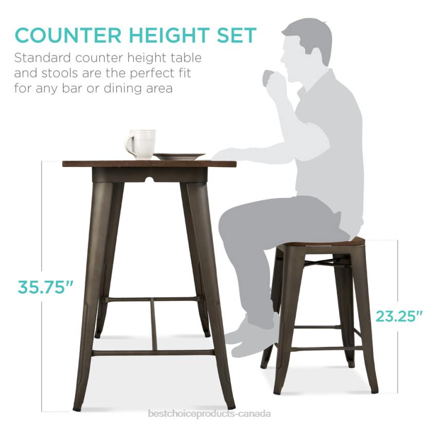 4LT2733 Brown Best Choice Products 5-Piece Counter Height Dining Set w/ 4 Backless Stools, 330lb Capacity