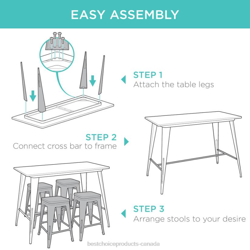 4LT2733 Brown Best Choice Products 5-Piece Counter Height Dining Set w/ 4 Backless Stools, 330lb Capacity