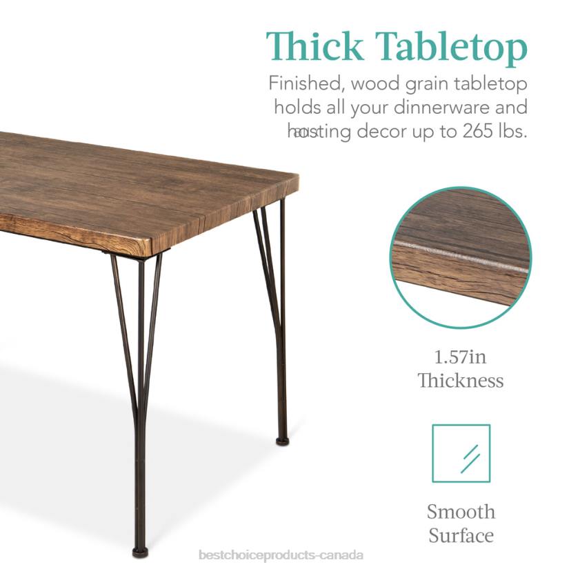 4LT2742 Drift Brown Best Choice Products 5-Piece Modern Metal and Wood Dining Table Furniture Set w/ 4 Chairs