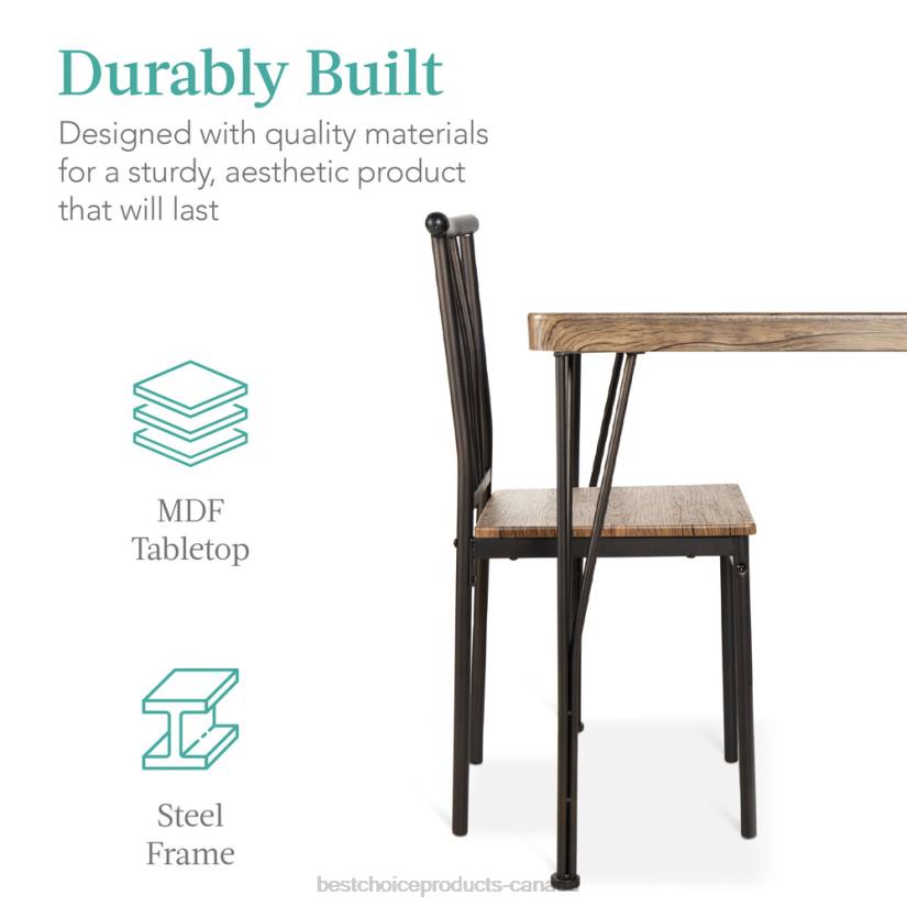 4LT2742 Drift Brown Best Choice Products 5-Piece Modern Metal and Wood Dining Table Furniture Set w/ 4 Chairs