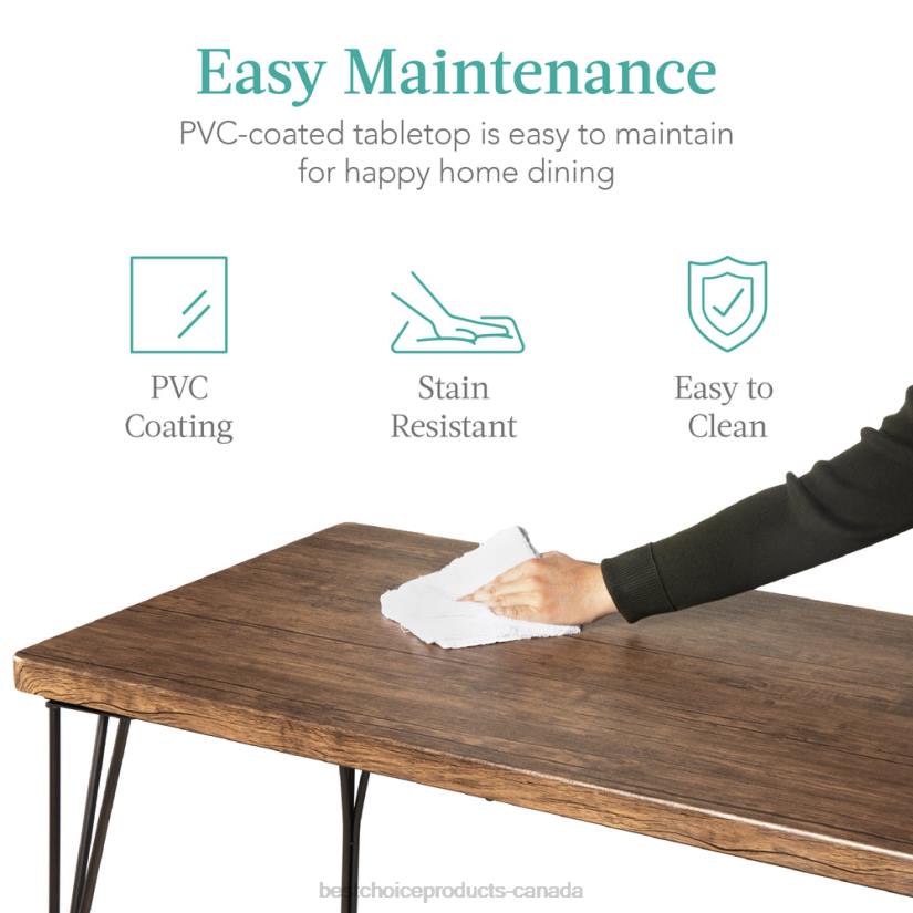 4LT2742 Drift Brown Best Choice Products 5-Piece Modern Metal and Wood Dining Table Furniture Set w/ 4 Chairs