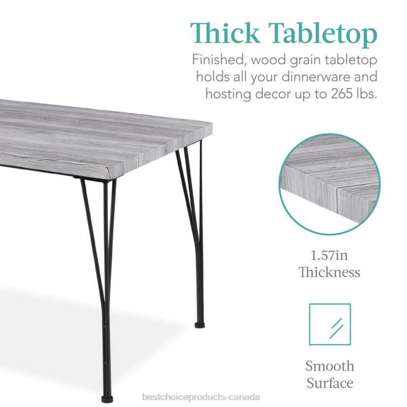 4LT2743 Gray Best Choice Products 5-Piece Modern Metal and Wood Dining Table Furniture Set w/ 4 Chairs