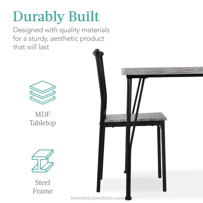 4LT2743 Gray Best Choice Products 5-Piece Modern Metal and Wood Dining Table Furniture Set w/ 4 Chairs