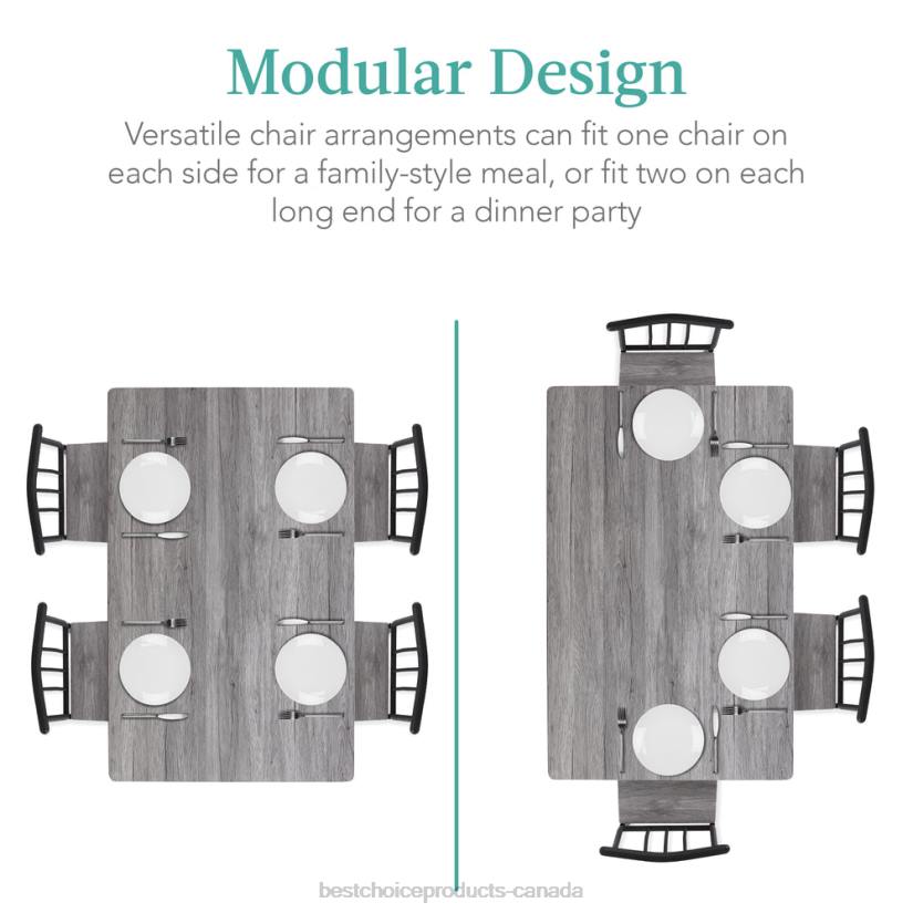 4LT2743 Gray Best Choice Products 5-Piece Modern Metal and Wood Dining Table Furniture Set w/ 4 Chairs