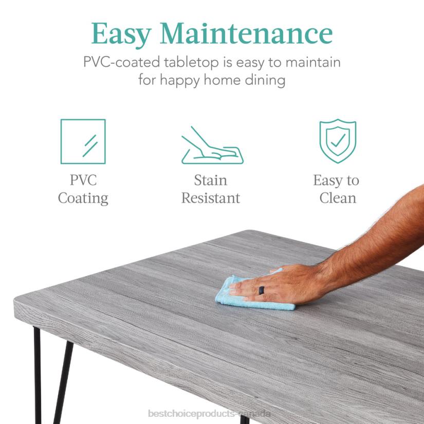 4LT2743 Gray Best Choice Products 5-Piece Modern Metal and Wood Dining Table Furniture Set w/ 4 Chairs