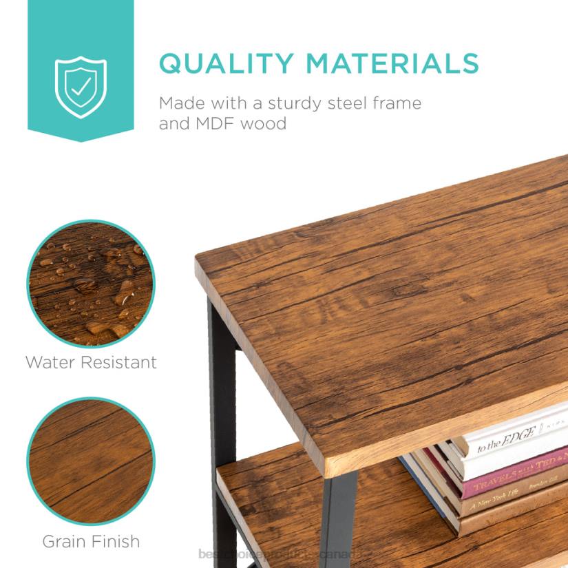 4LT2589 Brown Best Choice Products 3-Tier Industrial Hallway Console Table for Living Room, Entry Way