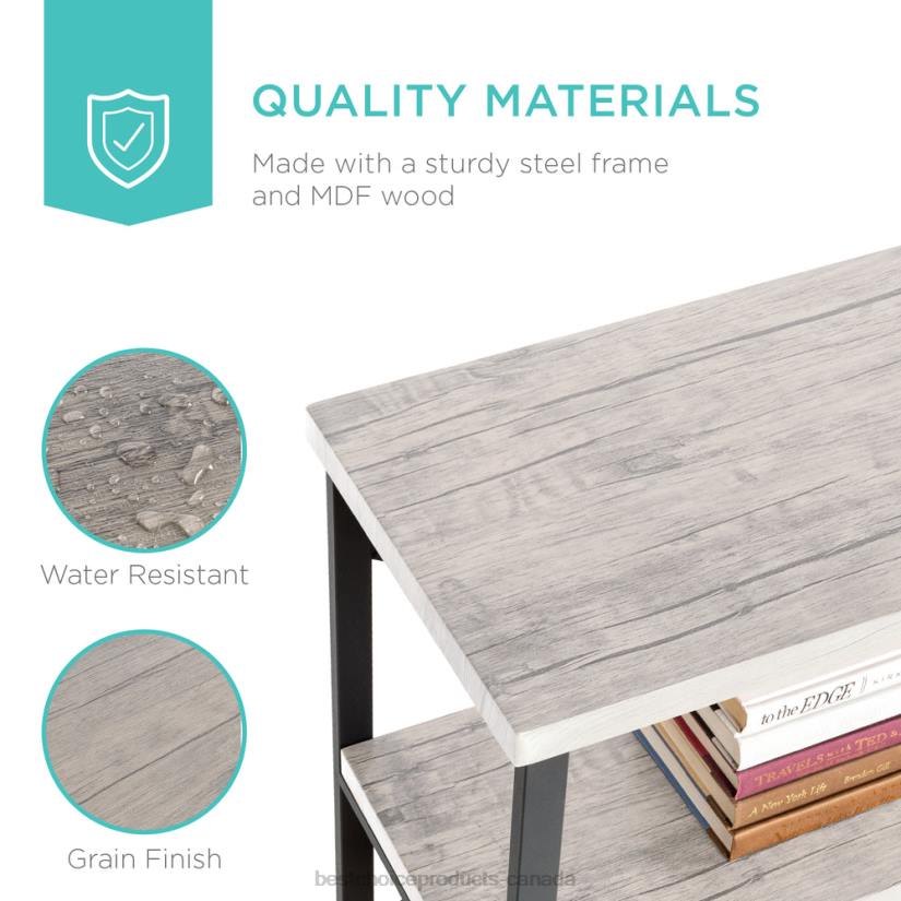 4LT2590 Gray Best Choice Products 3-Tier Industrial Hallway Console Table for Living Room, Entry Way