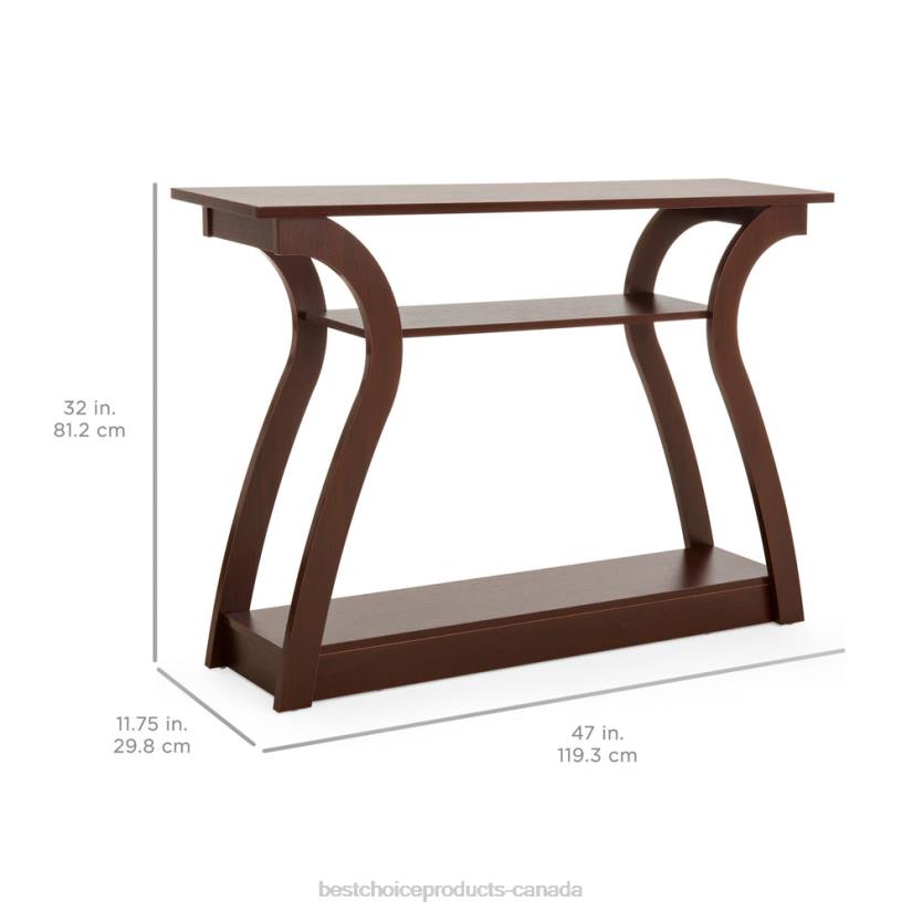4LT2644 Brown Best Choice Products 47in 3-Shelf Entryway Display Console Accent Table