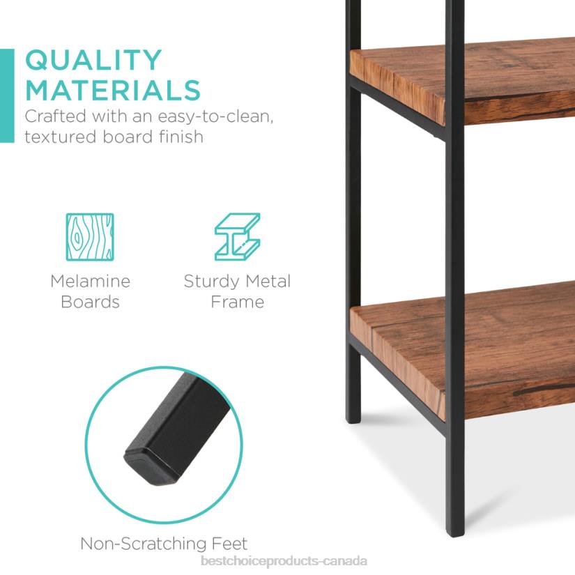 4LT2701 Brown Best Choice Products 3-Tier Shelf Console Table w/ Cabinet, Non-Scratching Feet