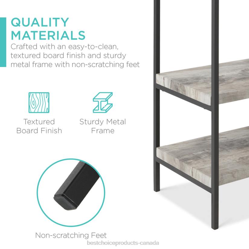 4LT2723 Gray Best Choice Products 4-Tier Industrial Console Table w/ Tall Shelf Space