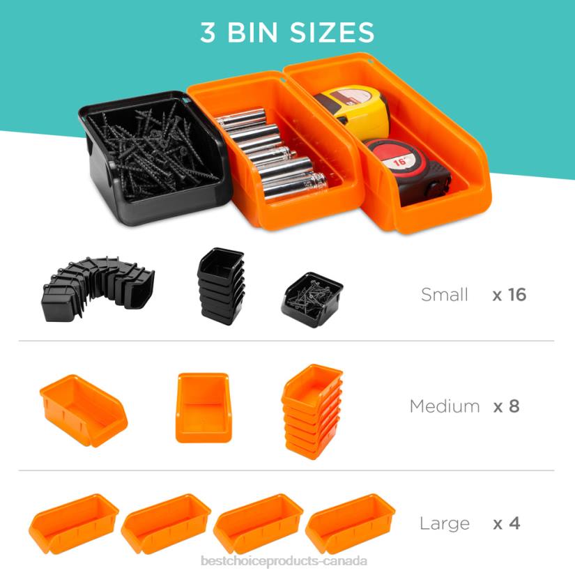 4LT21176 Black/Orange Best Choice Products 44-Piece Wall Mounted Garage Storage Rack, Tool Organizer