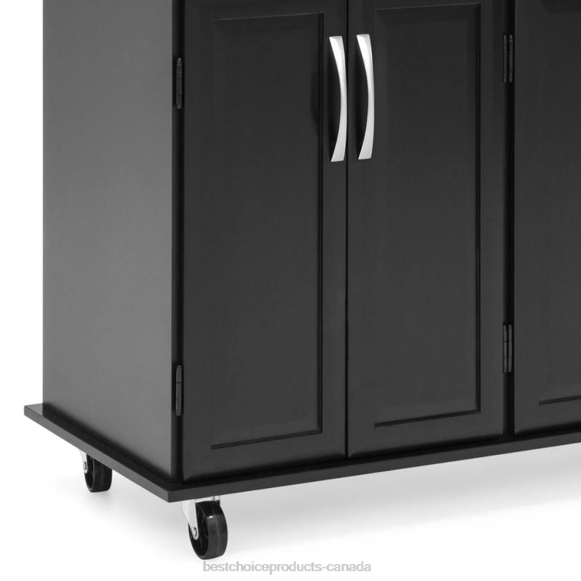 4LT21269 Black Best Choice Products Utility Kitchen Cart w/ Storage Cabinets, Handles, Cutting Board