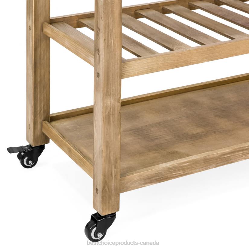 4LT21281 Brown Best Choice Products Kitchen Island Storage & Bar Cart w/ Stainless Steel Top