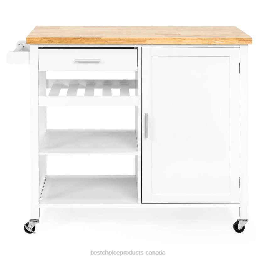 4LT21301 White Best Choice Products Mobile Kitchen Island Cart