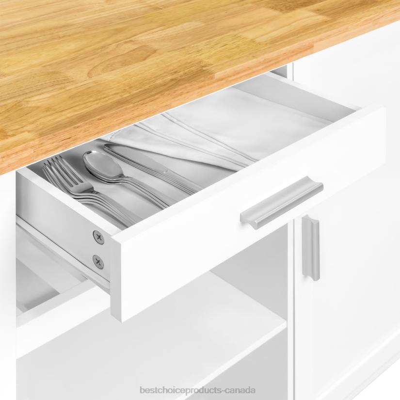 4LT21301 White Best Choice Products Mobile Kitchen Island Cart