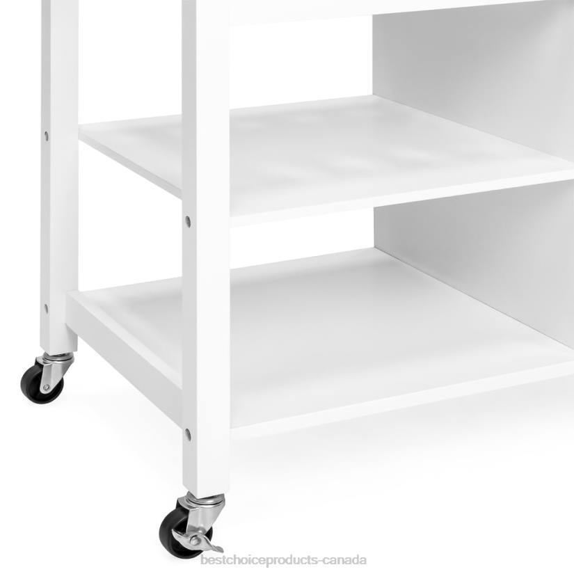 4LT21301 White Best Choice Products Mobile Kitchen Island Cart