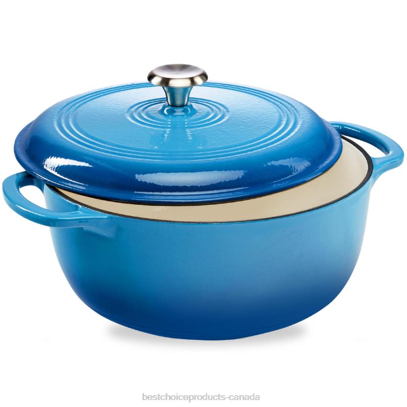 4LT2324 Blue Best Choice Products Cast-Iron Dutch Oven Kitchen Cookware w/ Enamel, Handles