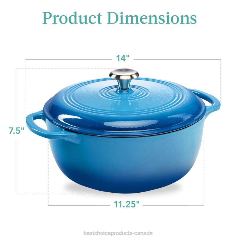 4LT2324 Blue Best Choice Products Cast-Iron Dutch Oven Kitchen Cookware w/ Enamel, Handles