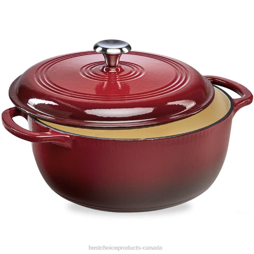 4LT2325 Red Best Choice Products Cast-Iron Dutch Oven Kitchen Cookware w/ Enamel, Handles