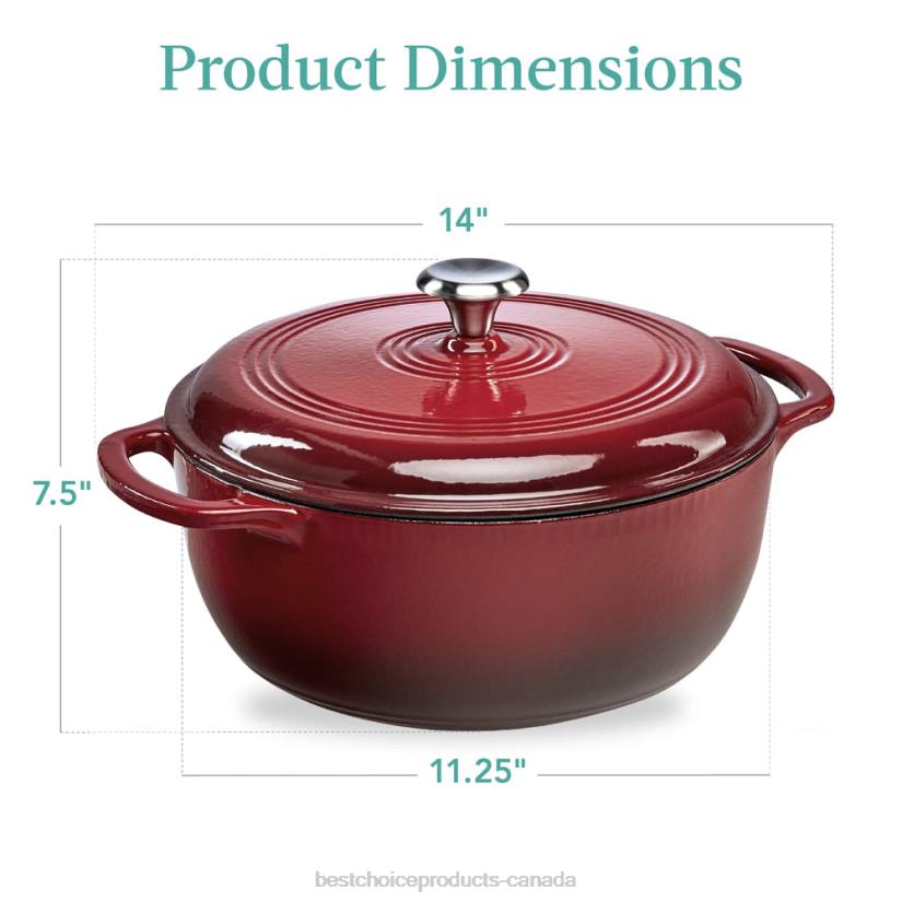 4LT2325 Red Best Choice Products Cast-Iron Dutch Oven Kitchen Cookware w/ Enamel, Handles