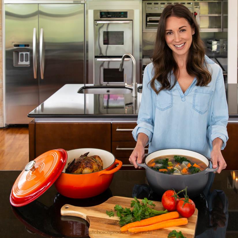 4LT2326 Gray Best Choice Products Cast-Iron Dutch Oven Kitchen Cookware w/ Enamel, Handles