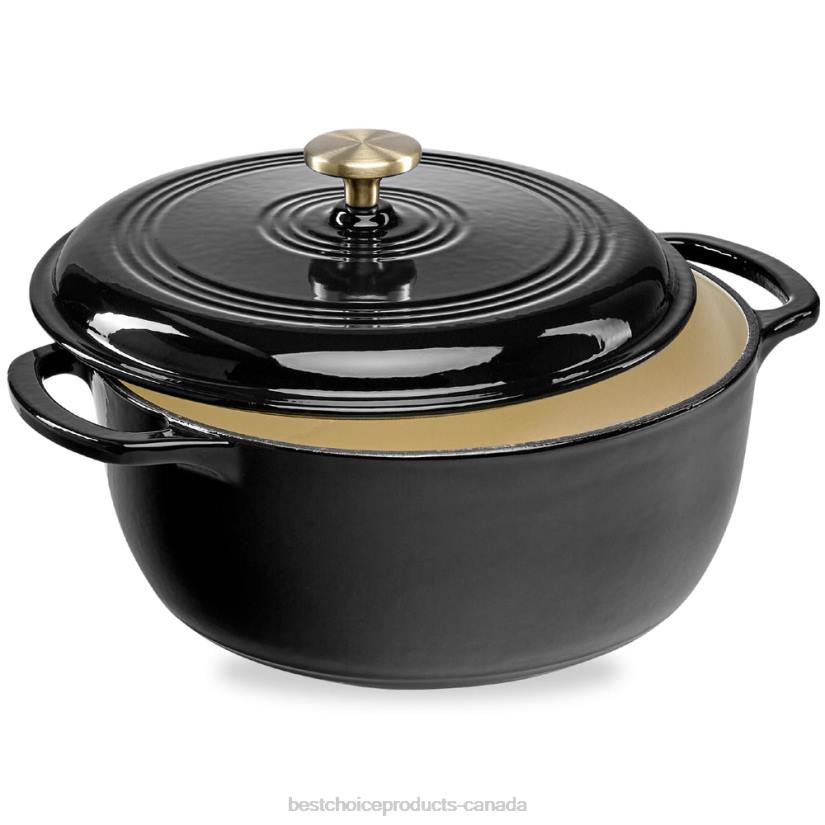 4LT2329 Black Licorice Best Choice Products Cast-Iron Dutch Oven Kitchen Cookware w/ Enamel, Handles