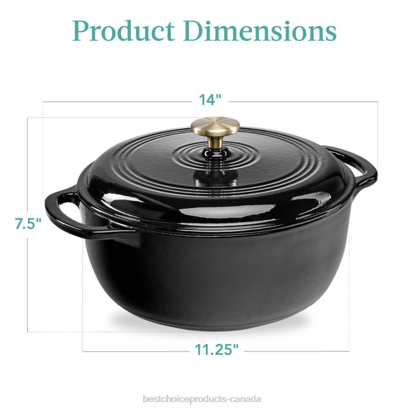 4LT2329 Black Licorice Best Choice Products Cast-Iron Dutch Oven Kitchen Cookware w/ Enamel, Handles