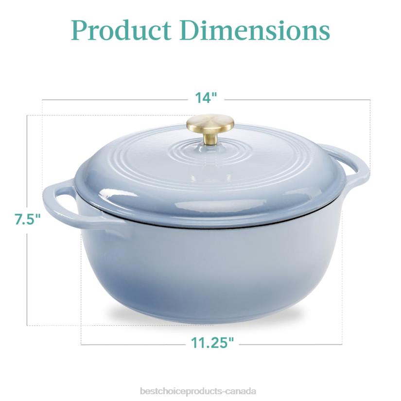 4LT2332 Cornflower Blue Best Choice Products Cast-Iron Dutch Oven Kitchen Cookware w/ Enamel, Handles