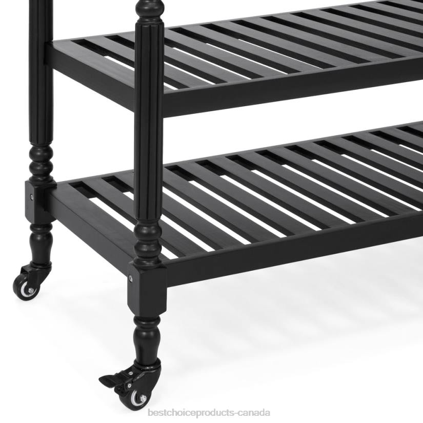 4LT2366 Black Best Choice Products Kitchen Island Storage & Bar Cart w/ Stainless Steel Top