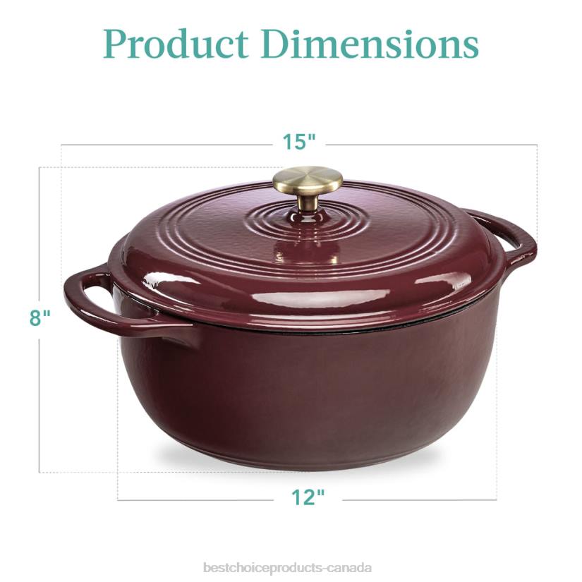 4LT2573 Cabernet Red Best Choice Products Cast-Iron Dutch Oven Kitchen Cookware w/ Enamel, Handles