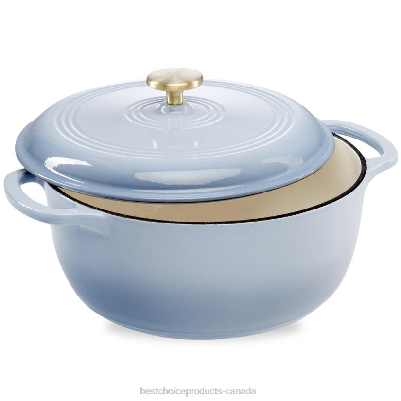 4LT2574 Cornflower Blue Best Choice Products Cast-Iron Dutch Oven Kitchen Cookware w/ Enamel, Handles