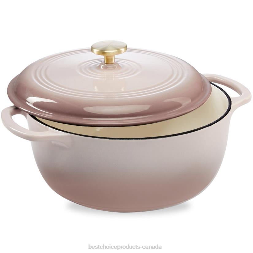 4LT2575 Mushroom Beige Best Choice Products Cast-Iron Dutch Oven Kitchen Cookware w/ Enamel, Handles