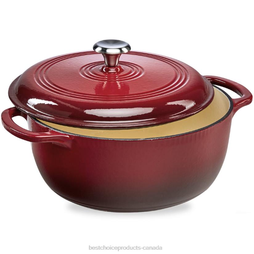 4LT2577 Red Best Choice Products Cast-Iron Dutch Oven Kitchen Cookware w/ Enamel, Handles