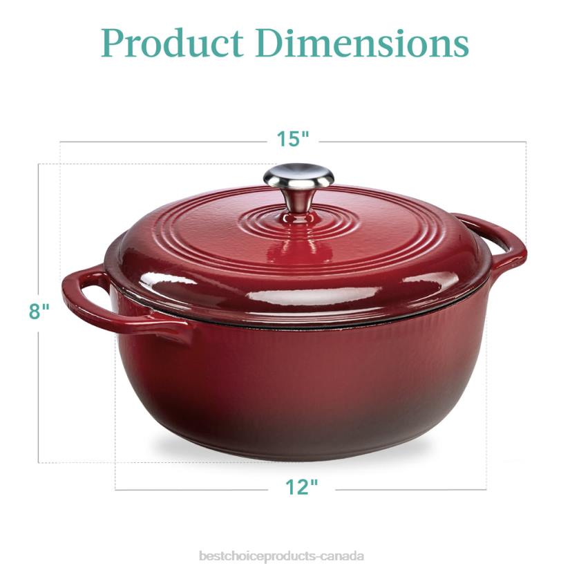 4LT2577 Red Best Choice Products Cast-Iron Dutch Oven Kitchen Cookware w/ Enamel, Handles