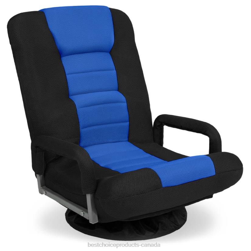 4LT21164 Black/Blue Best Choice Products Gaming Floor Chair w/ 360-Degree Swivel, Armrest, Adjustable Backrest