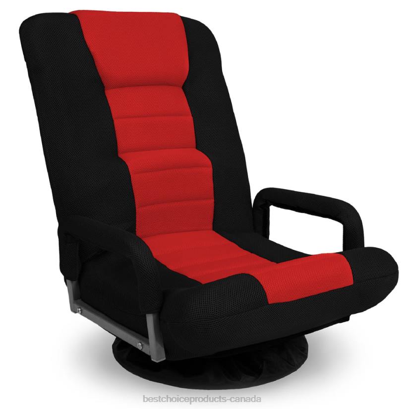 4LT21165 Black/Red Best Choice Products Gaming Floor Chair w/ 360-Degree Swivel, Armrest, Adjustable Backrest