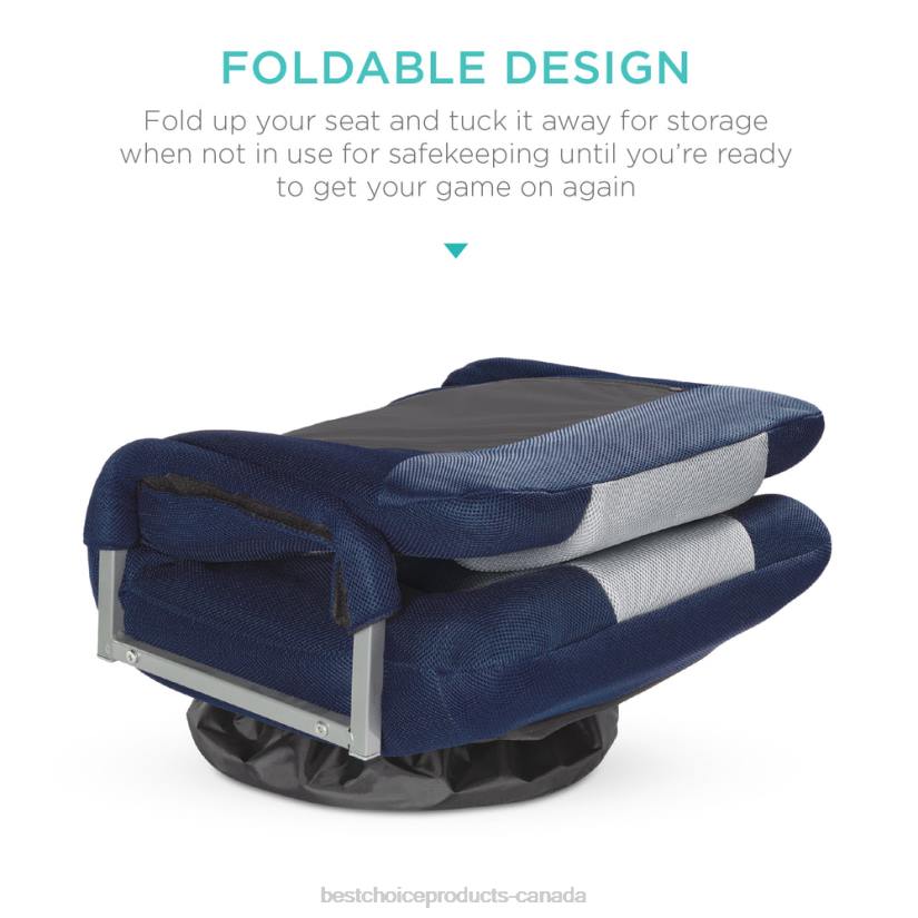 4LT21170 Blue/Gray Best Choice Products Gaming Floor Chair w/ 360-Degree Swivel, Armrest, Adjustable Backrest