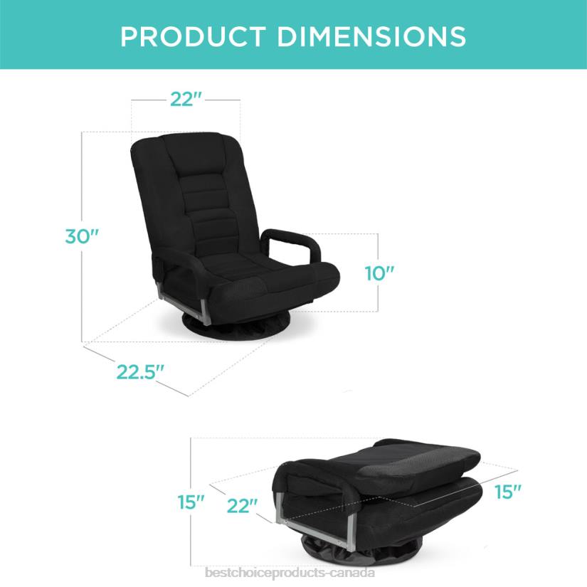 4LT21171 Black Best Choice Products Gaming Floor Chair w/ 360-Degree Swivel, Armrest, Adjustable Backrest