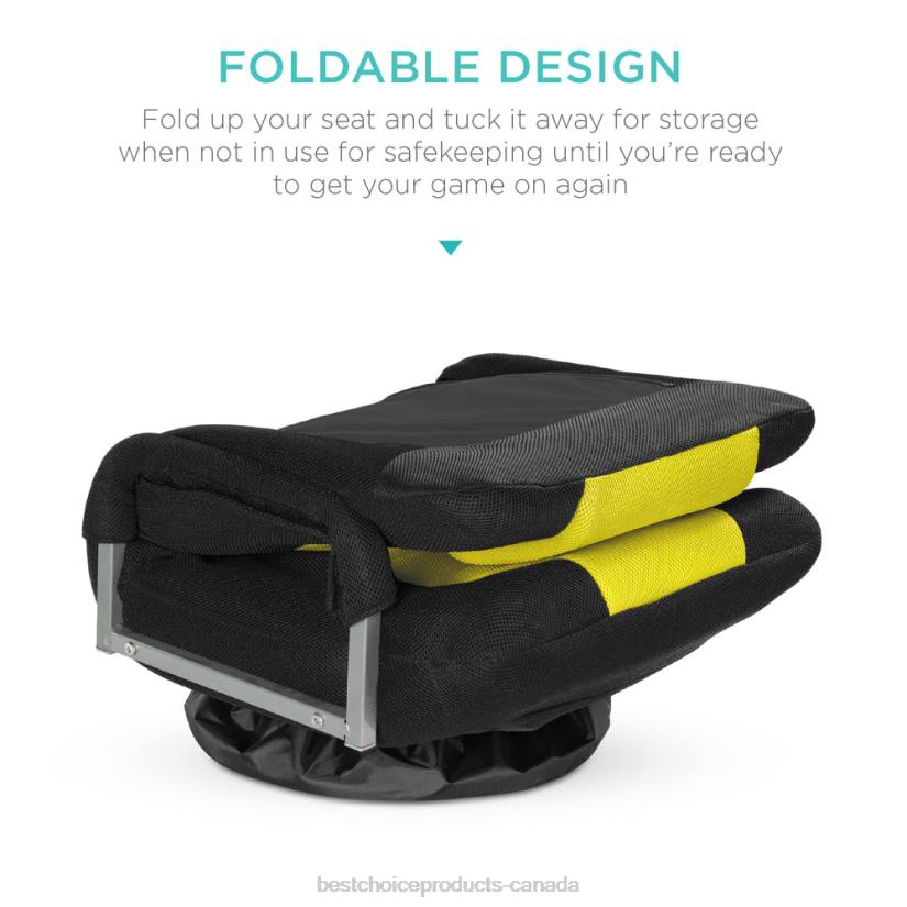 4LT21173 Black/Yellow Best Choice Products Gaming Floor Chair w/ 360-Degree Swivel, Armrest, Adjustable Backrest