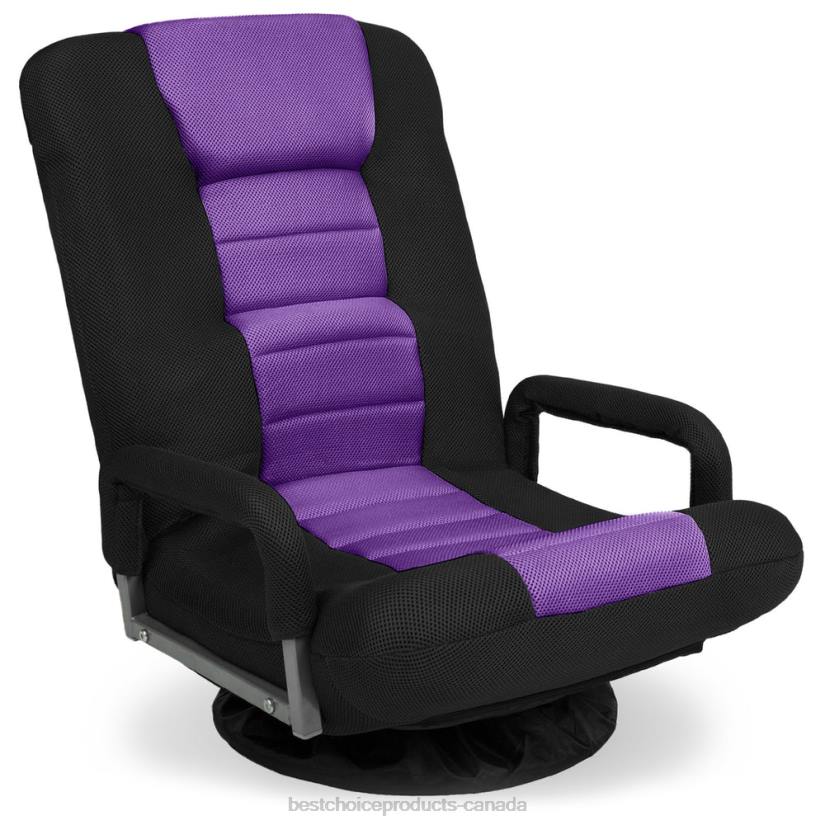 4LT21174 Black/Purple Best Choice Products Gaming Floor Chair w/ 360-Degree Swivel, Armrest, Adjustable Backrest