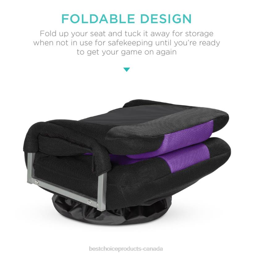 4LT21174 Black/Purple Best Choice Products Gaming Floor Chair w/ 360-Degree Swivel, Armrest, Adjustable Backrest