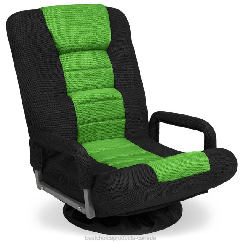 4LT21175 Black/Green Best Choice Products Gaming Floor Chair w/ 360-Degree Swivel, Armrest, Adjustable Backrest