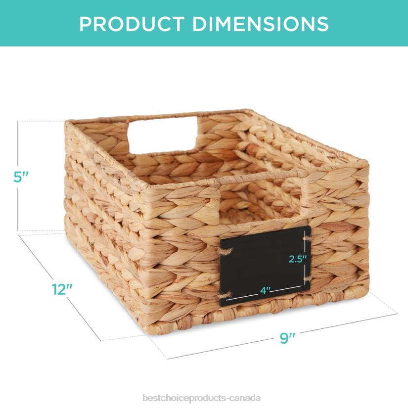 4LT21206 Natural Best Choice Products Set of 4 Water Hyacinth Pantry Baskets w/ Chalkboard, Marker